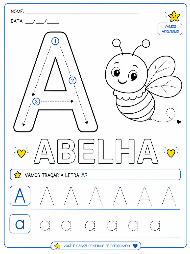 Exemplo ilustrativo de atividade: 🐝 A de Abelha