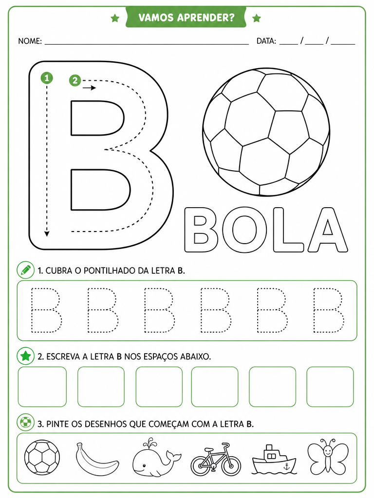 Exemplo ilustrativo de atividade: ⚽ B de Bola