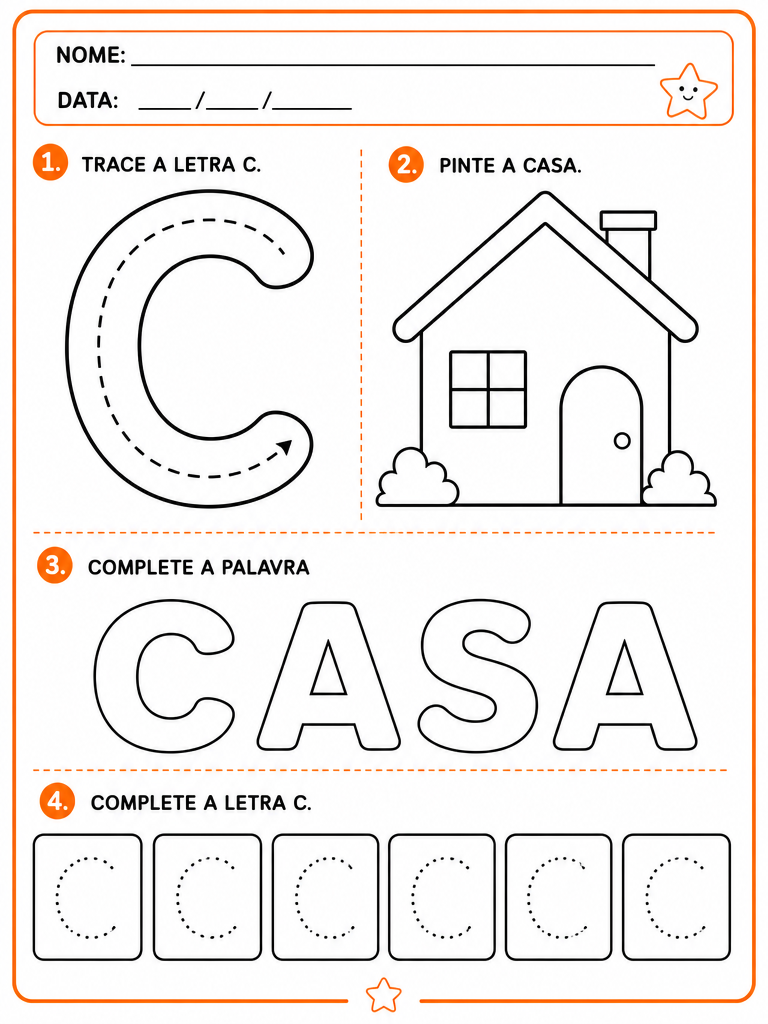 Exemplo ilustrativo de atividade: 🏠 C de Casa
