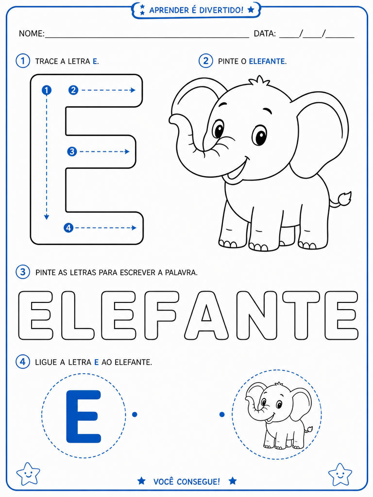 Exemplo ilustrativo de atividade: 🐘 E de Elefante